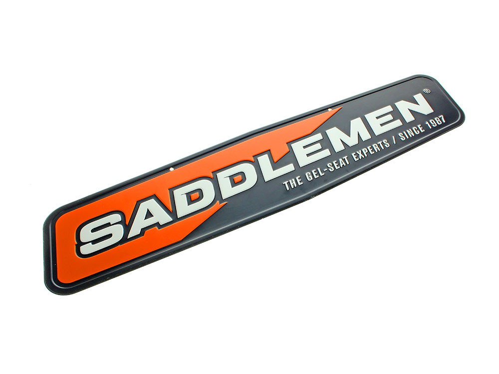 Saddlemen Metal Shop Sign - Black & Orange