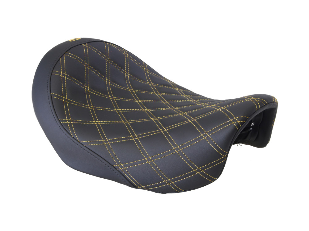 Renegade LS Solo Seat with Gold Double Diamond Stitch. Fits Dyna 2006-2017.