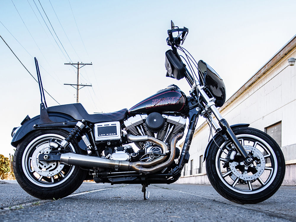 Step-Up LS Dual Seat with Red Double Diamond Lattice Stitch. Fits Dyna 2006-2017.