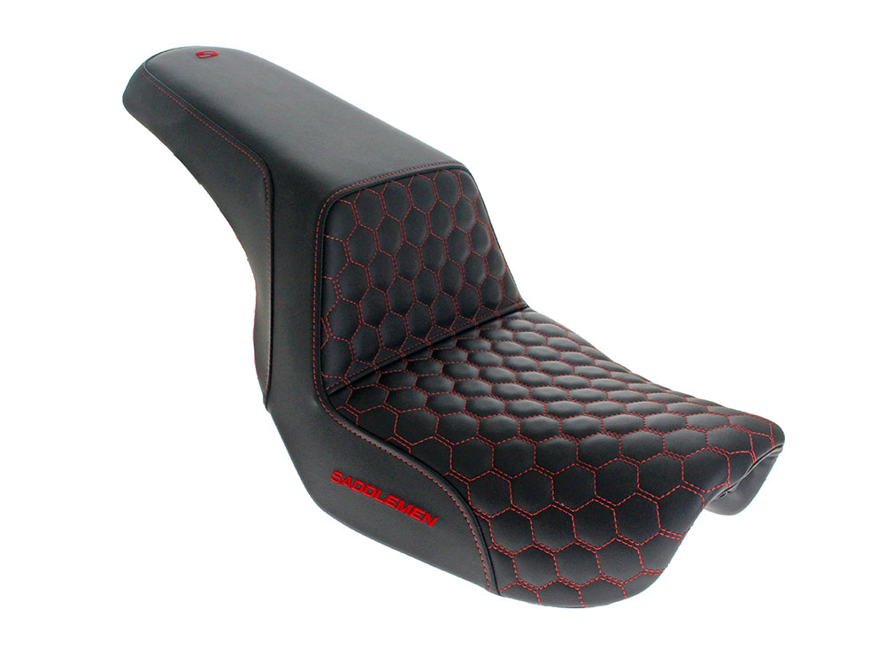 Step-Up HC Dual Seat with Red Honeycomb Stitch. Fits Dyna 2006-2017