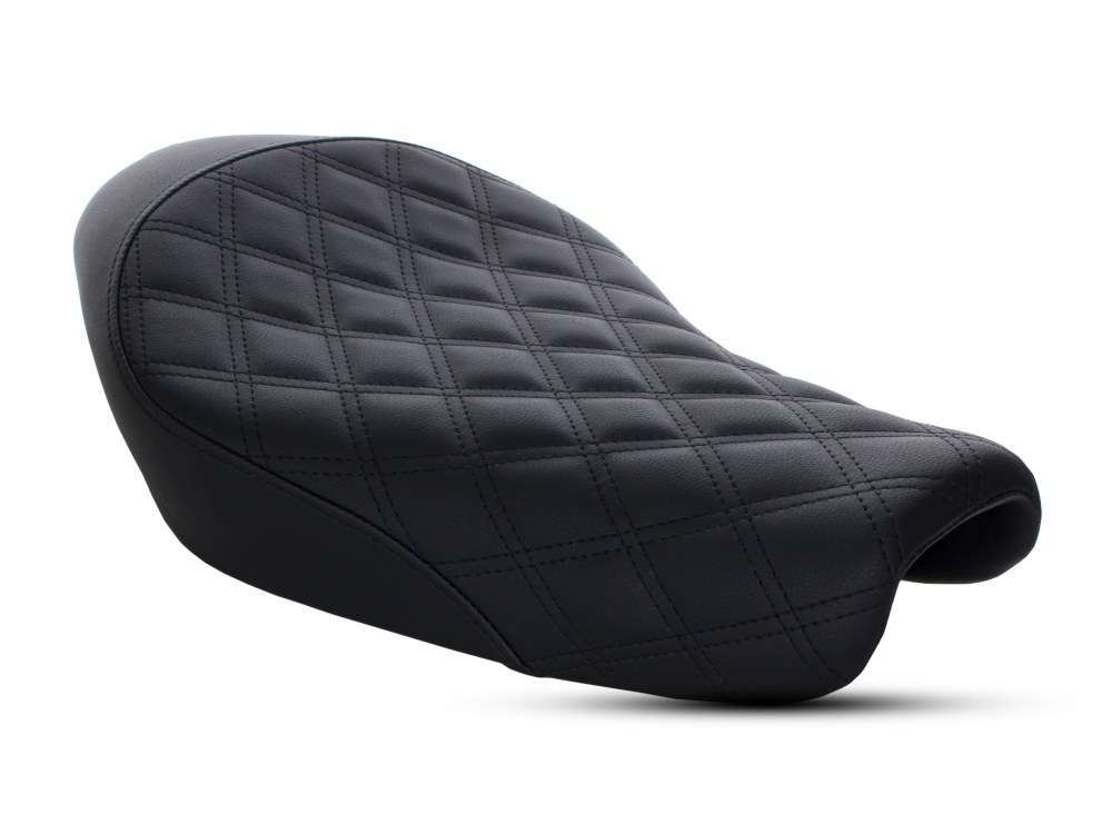 Renegade LS Solo Seat with Black Double Diamond Lattice Stitch. Fits Sportster 2004-2021 with 3.3 Gallon Fuel Tank.