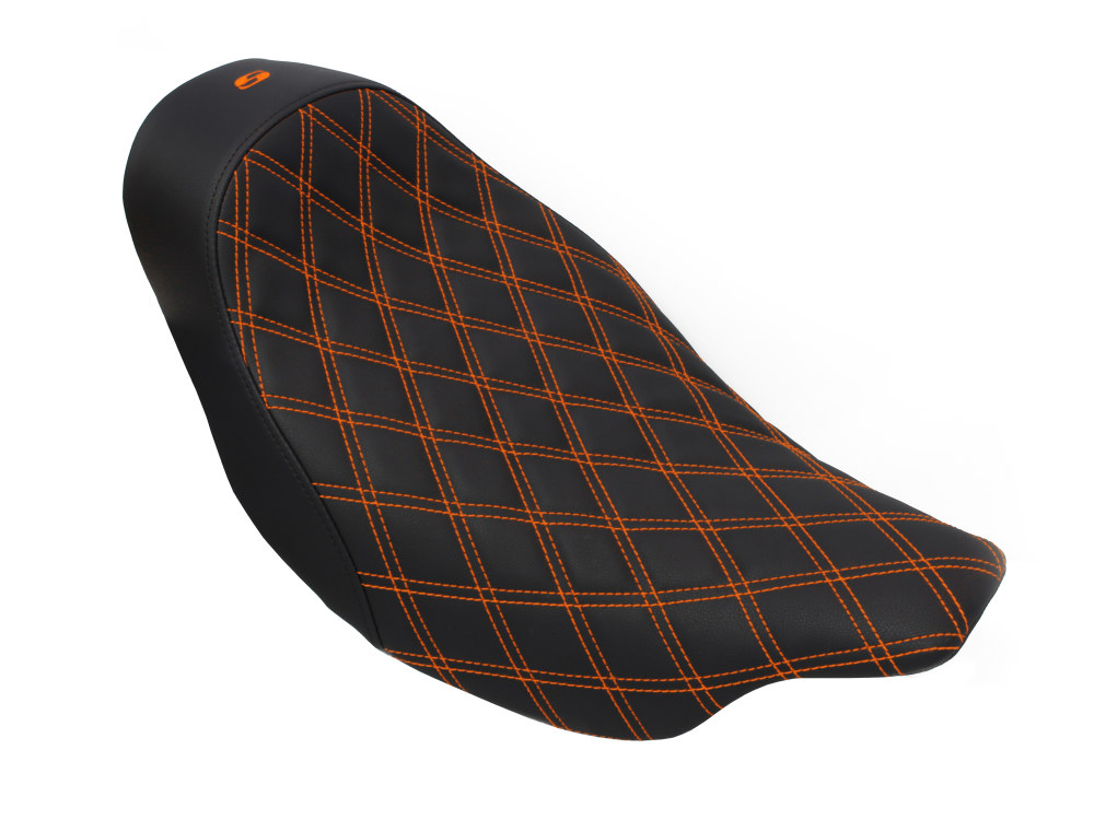 Renegade LS Solo Seat with Orange Double Diamond Lattice Stitch. Fits Touring 2008up.