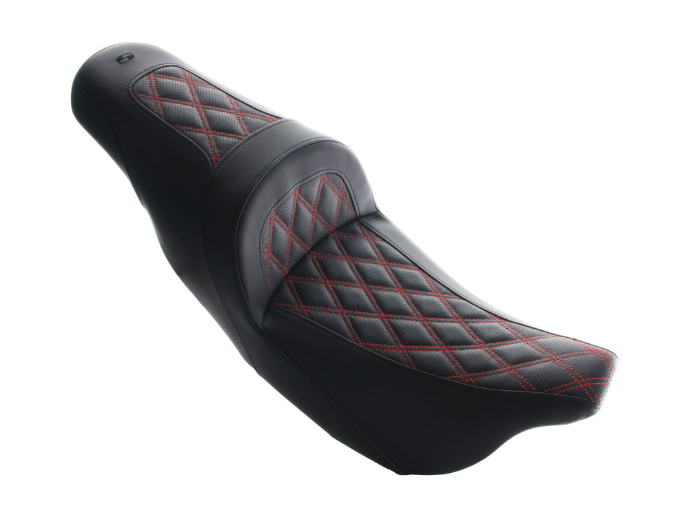 Slim LS Dual Seat with Red Double Diamond Lattice Stitch. Fits Touring 2008-2023