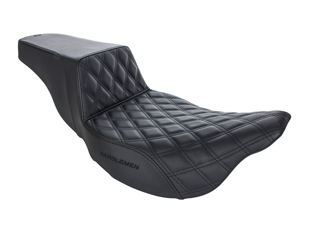 Step-Up LS Dual Seat with Black Double Diamond Lattice Stitch. Fits Most Touring 2008-2024