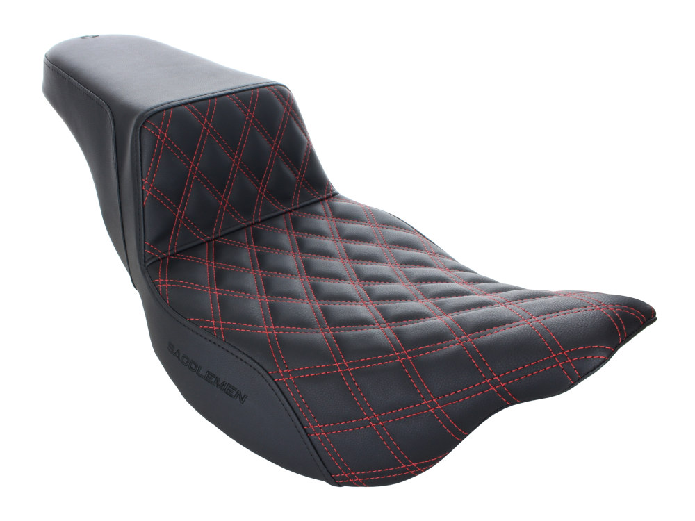 Step-Up LS Dual Seat with Red Double Diamond Lattice Stitch. Fits Touring 2008-2023