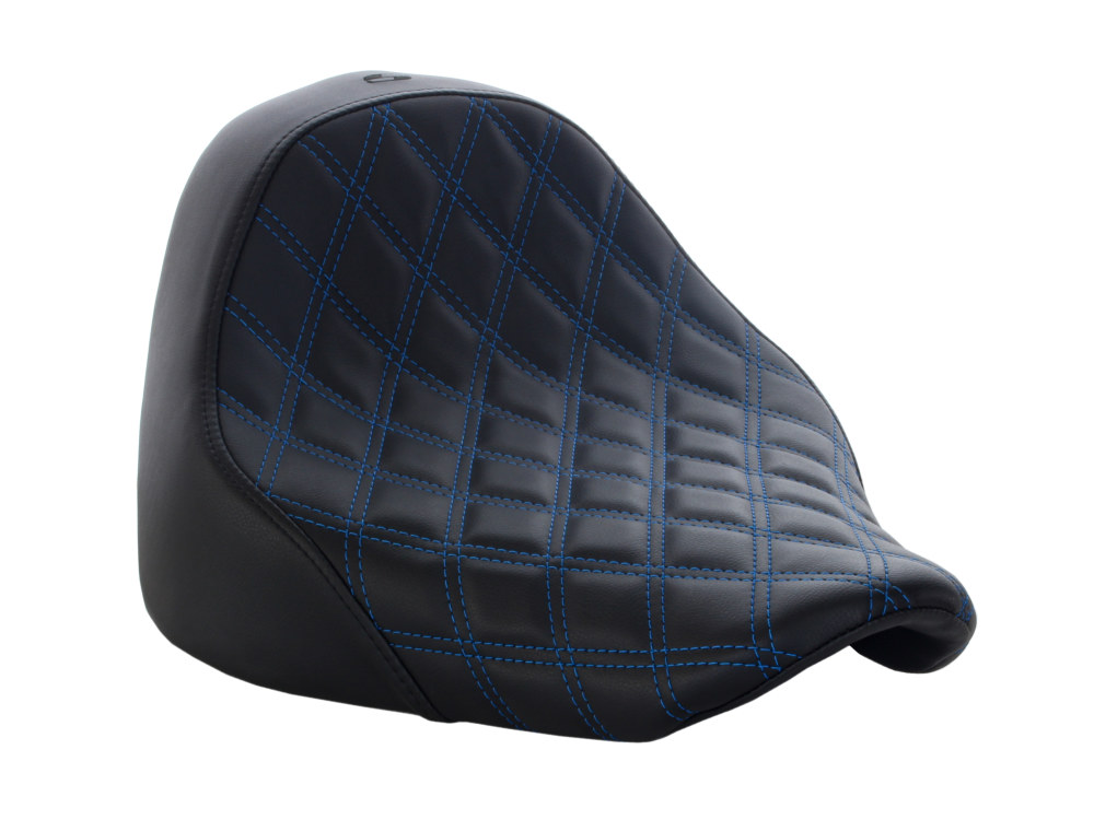 Renegade LS Solo Seat with Blue Double Diamond Lattice Stitch. Fits Fat Boy 2018up & Breakout 2023up