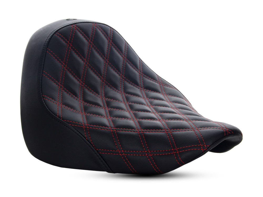Renegade LS Solo Seat with Red Double Diamond Lattice Stitch. Fits Fat Boy 2018up & Breakout 2023up