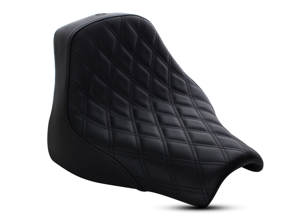 Renegade LS Solo Seat with Black Double Diamond Lattice Stitch. Fits Fat Bob 2018up.