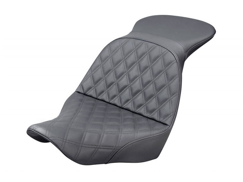 Explorer LS Dual Seat with Black Double Diamond Lattice Stitch. Fits Sport Glide & Low Rider 2018up, Low Rider S 2020up & Low Rider ST 2022up.