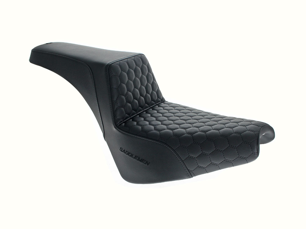 Step-Up HC Dual Seat with Black Honeycomb Stitch. Fits Sport Glide & Low Rider 2018up, Low Rider S 2020up & Low Rider ST 2022up