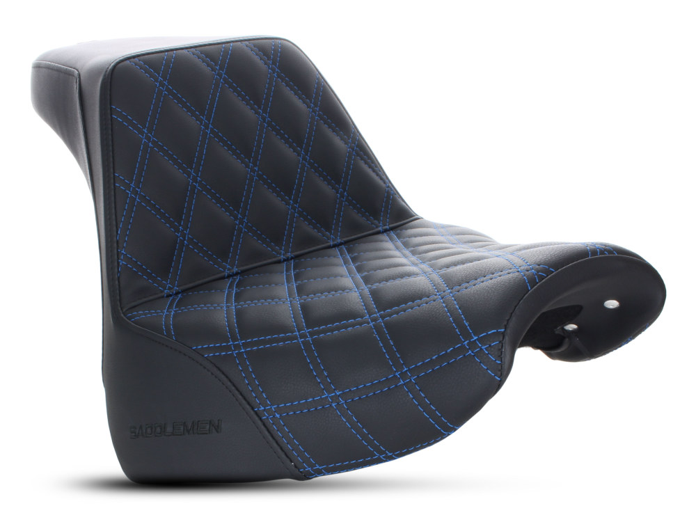 Step-Up Front LS Dual Seat with Blue Double Diamond Lattice Stitch. Fits Breakout 2018-2022