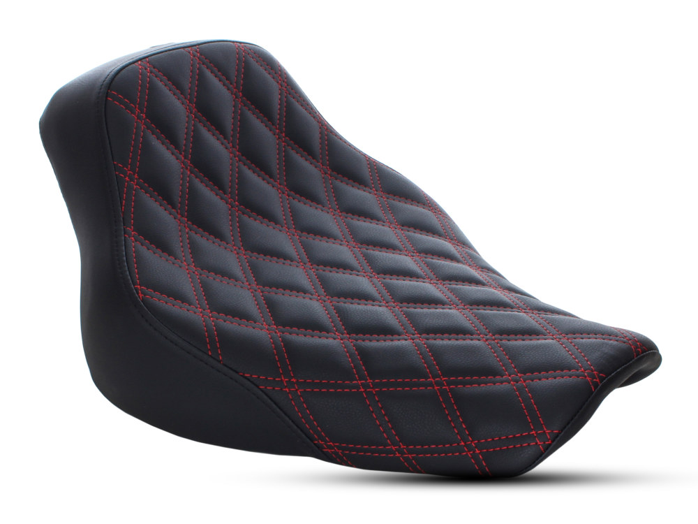 Renegade LS Solo Seat with Red Double Diamond Lattice Stitch. Fits Softail Deluxe & Heritage Classic 2018up.
