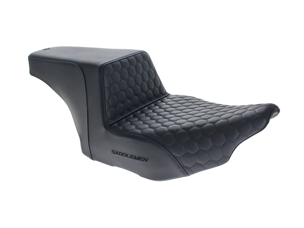 Step-Up HC Dual Seat with Black Honeycomb Stitch. Fits CVO Touring 2023up, Street Glide & Road Glide 2024up, Touring 2025up