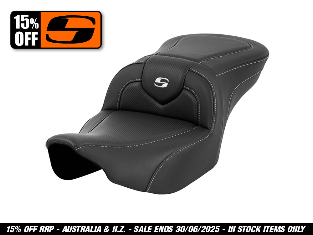 Roadsofa CF Dual Seat with Carbon Fiber Weave. Fits CVO Touring 2023up, Street Glide & Road Glide 2024up, Touring 2025up
