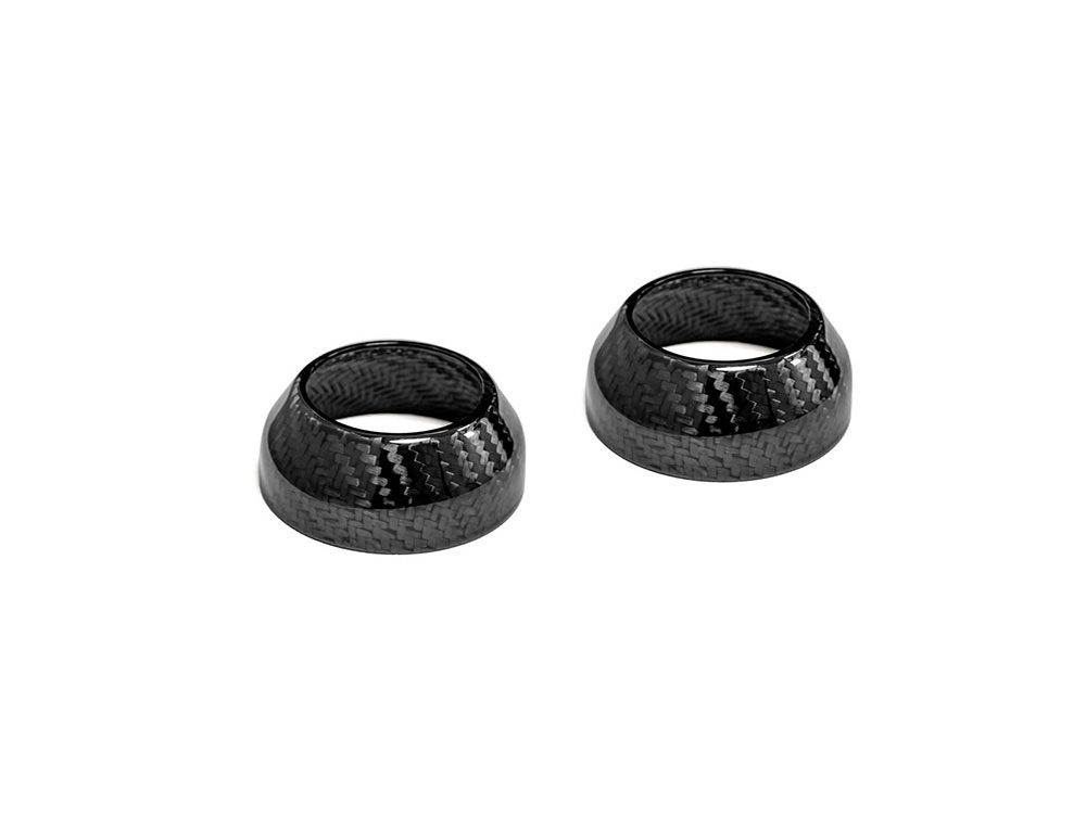 SADDLEMEN SEATS Carbon 39mm Fork Boots - Gloss Finish. Fits Dyna 1991-2005, FXR 1987-1994 & Most Sportster 1987-2021