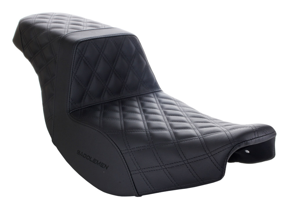 Step-Up LS Dual Seat with Black Double Diamond Lattice Stitch Front & Rear. Fits Indian Touring 2014up.