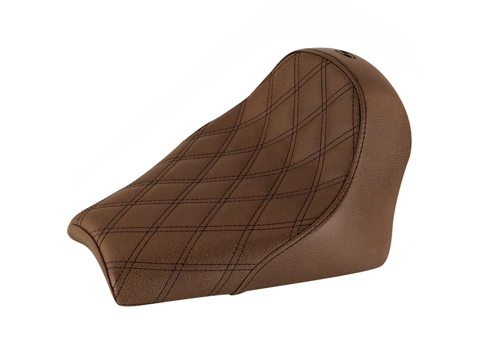 Brown Renegade LS Solo Seat with Black Double Diamond Lattice Stitch. Fits Scout Bobber 2018up.