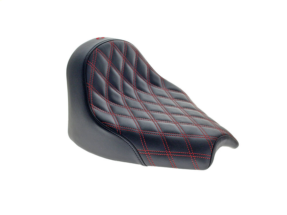 Renegade LS Solo Seat with Red Double Diamond Lattice Stitch. Fits Indian Cruiser 2022up