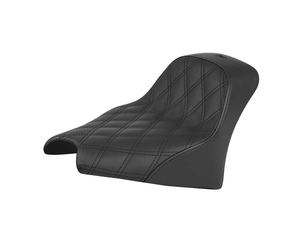 SADDLEMEN SEATS Renegade LS Solo Seat with Black Double Diamond Lattice Stitch. Fits Scout 2025up