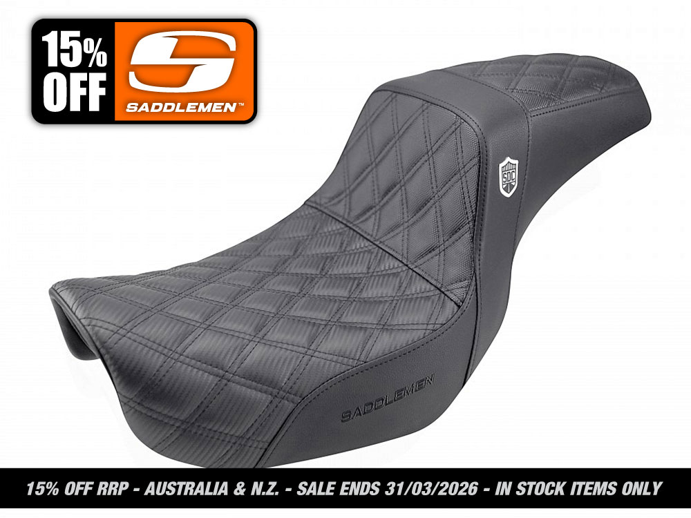 SADDLEMEN SEATS Step-Up San Diego Customs Pro Series Gripper Dual Seat. Fits Dyna 2006-2017.