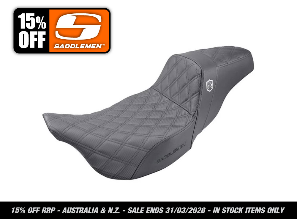 SADDLEMEN SEATS Step-Up San Diego Customs Pro Series Gripper Dual Seat. Fits Most Touring 2008-2024