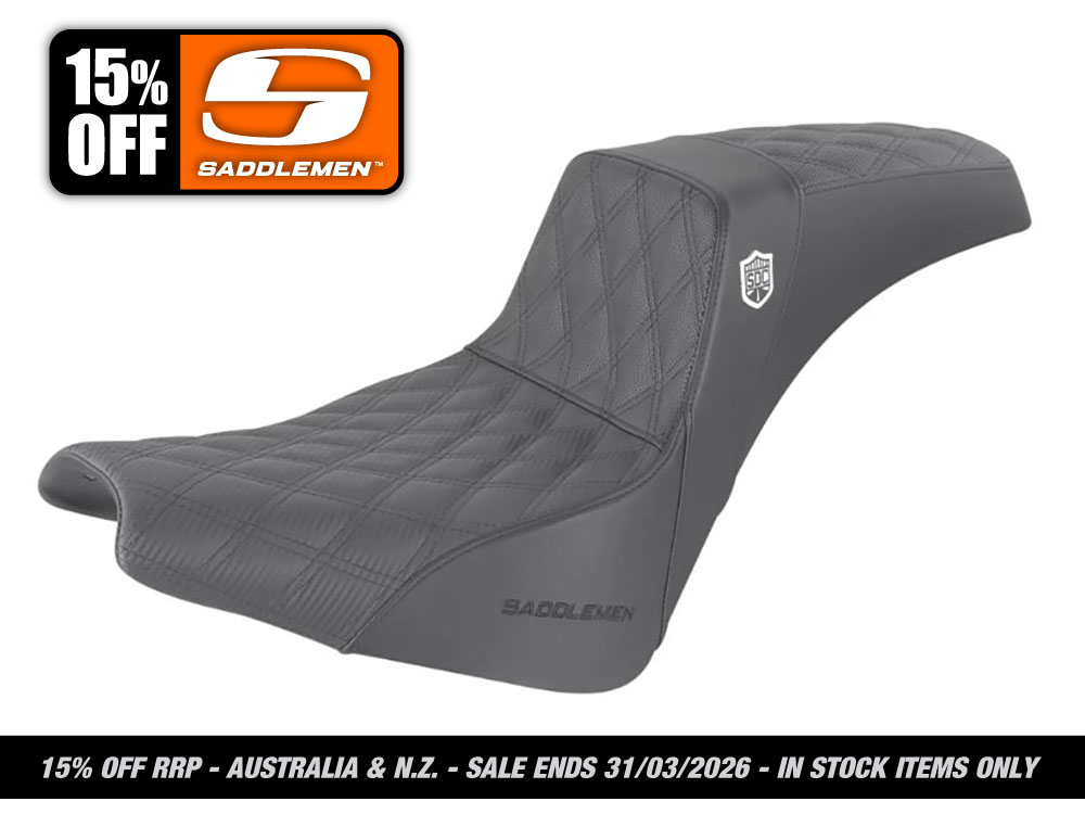 SADDLEMEN SEATS Pro Series San Diego Customs Performance Gripper Dual Seat. Fits Softail Street Bob 2018up & Standard 2020up.