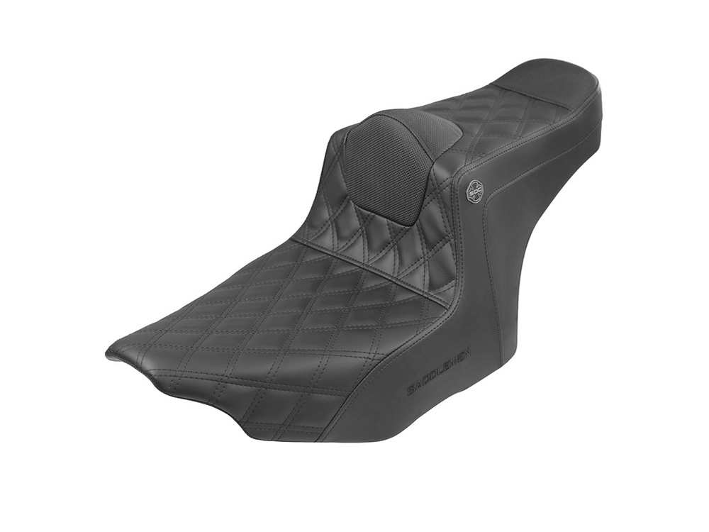 Pro Series San Diego Customs Shuv It Dual Seat with Black Double Diamond Lattice Stitch. Fits CVO Touring 2023up, Street Glide & Road Glide 2024up, Touring 2025up - Saddlemen Seats