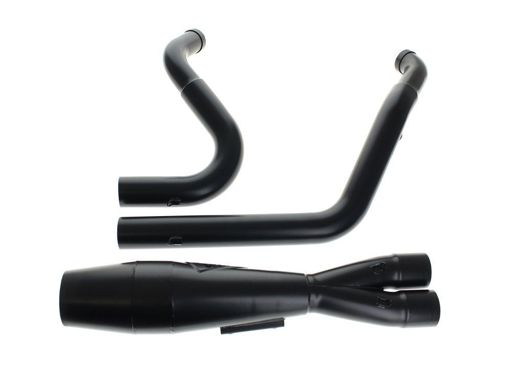 Shorty 2-into-1 Exhaust with Welded End Cap - Black. Fits Touring 2017up.