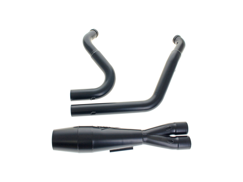 Shorty 2-into-1 Exhaust with Welded End Cap - Black. Fits Touring 1995-2016.