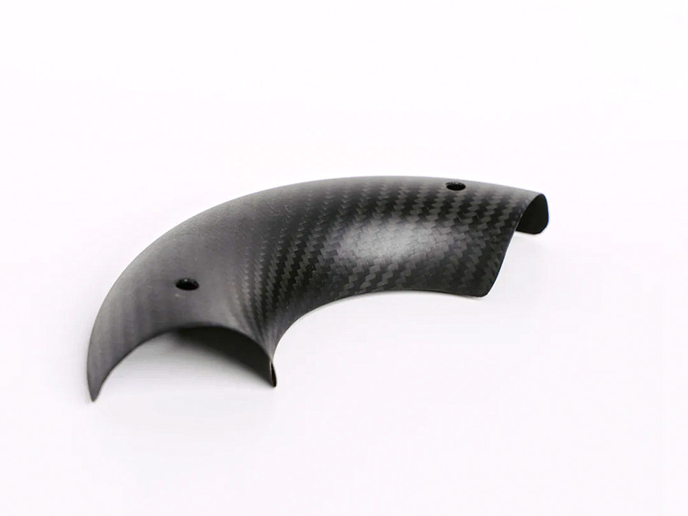 Curved Rear Heatshield – Carbon Fiber. Fits Sawicki Exhausts.