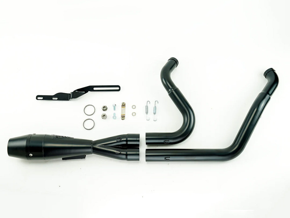 Shorty 2-into-1 Exhaust with Billet End Cap - Black. Fits Touring 1995-2016.