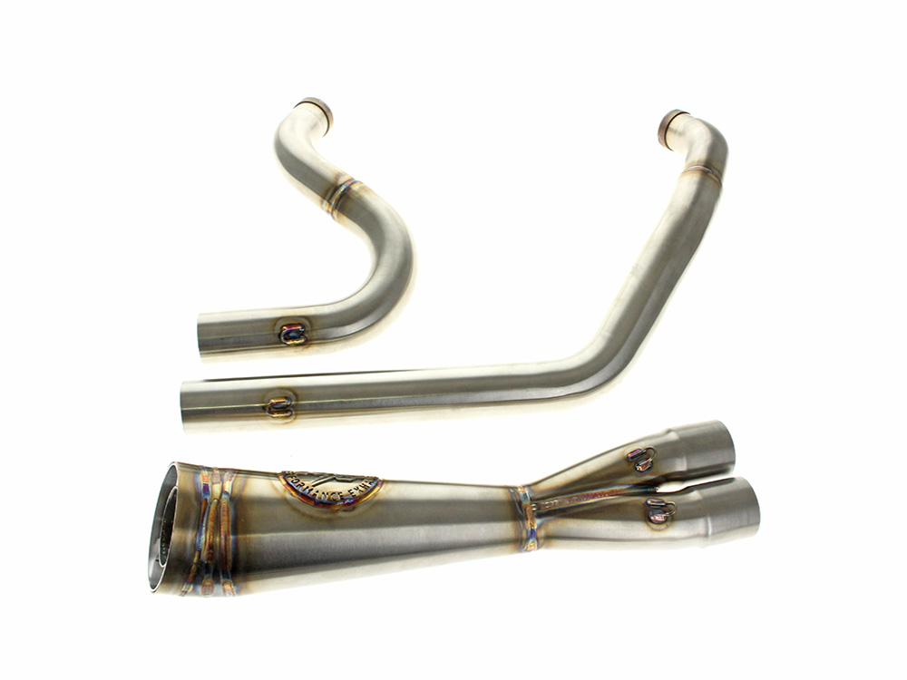 Shorty 2-into-1 Exhaust with RT End Cap - Stainless. Fits Touring 2017up.