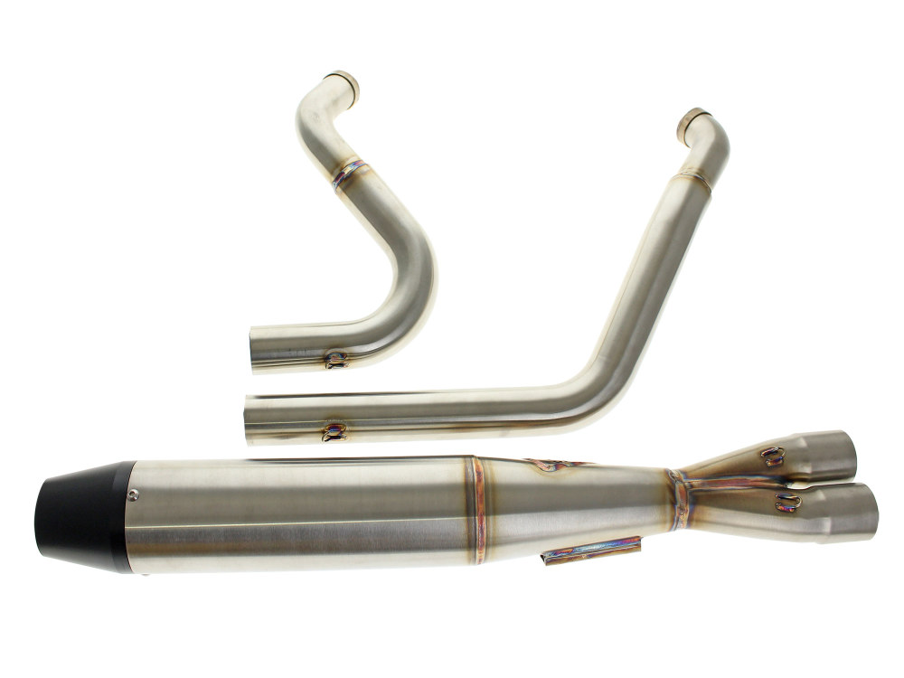 Mid Length 2-into-1 Exhaust with Billet End Cap - Stainless. Fits Touring 1995-2016.