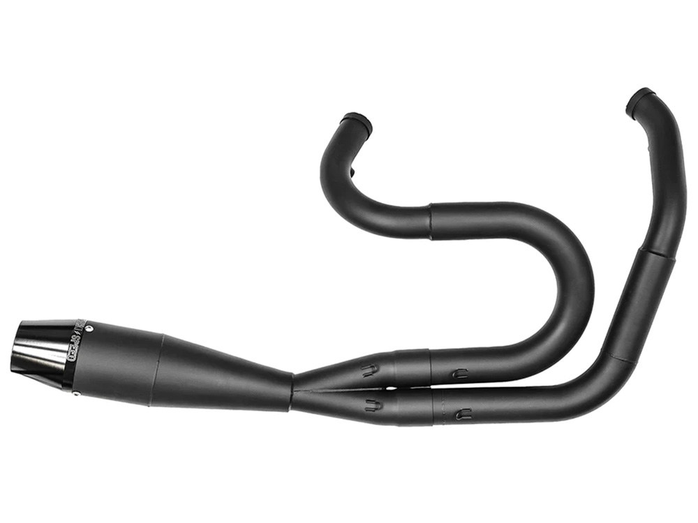 Shorty 2-into-1 Exhaust with Billet End Cap - Black. Fits Dyna 1991-2017. 