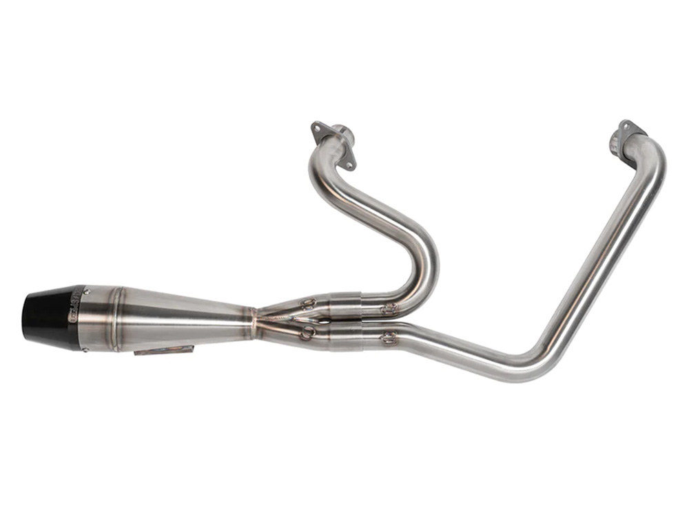 Shorty 2-into-1 Exhaust with Billet End Cap - Stainless. Fits Indian Challenger 2020up.