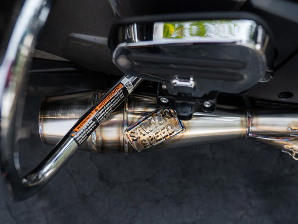 Shorty 2-into-1 Exhaust with Welded End Cap - Stainless. Fits Indian Challenger 2020up.