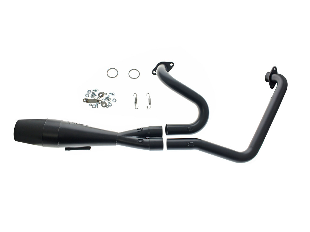 Shorty 2-into-1 Exhaust with Welded End Cap – Black. Fits Indian Challenger 2020up.