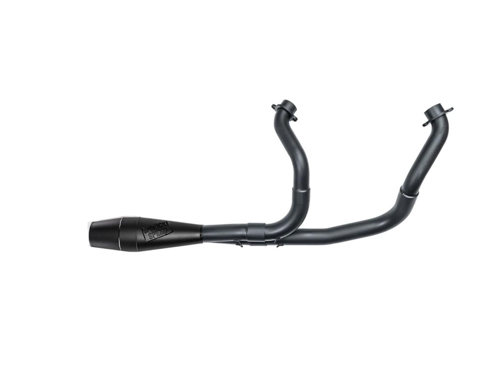 Shorty 2-into-1 Exhaust with Welded End Cap - Black. Fits Indian Cruiser 2022up. 