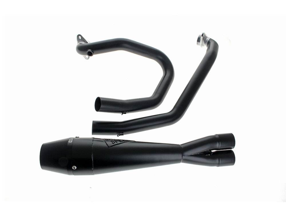 Shorty 2-into-1 Exhaust with Billet End Cap – Black. Fits Indian Scout 2015up.