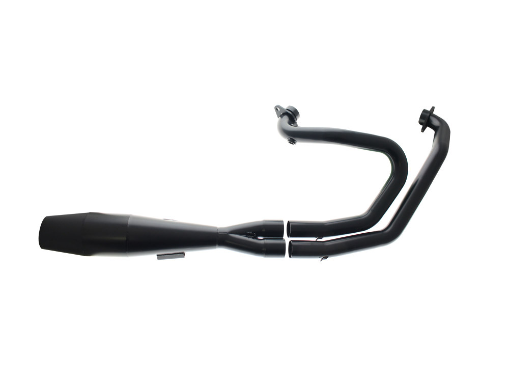 Shorty 2-into-1 Exhaust with Welded End Cap - Black. Fits Indian Scout 2015up. 