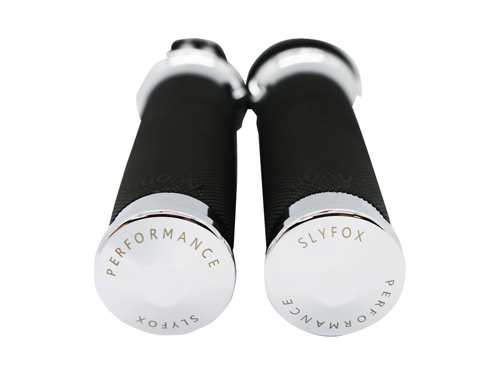 SLYFOX Handgrips – Chrome. Fits H-D with Throttle Cable