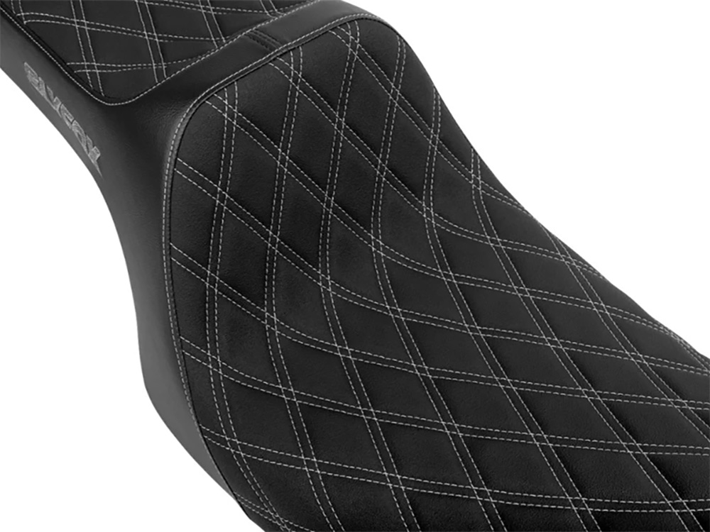 SLYFOX Highnoon Dual Seat with Grey Double Diamond Stitch. Fits Most Touring 2008-2024