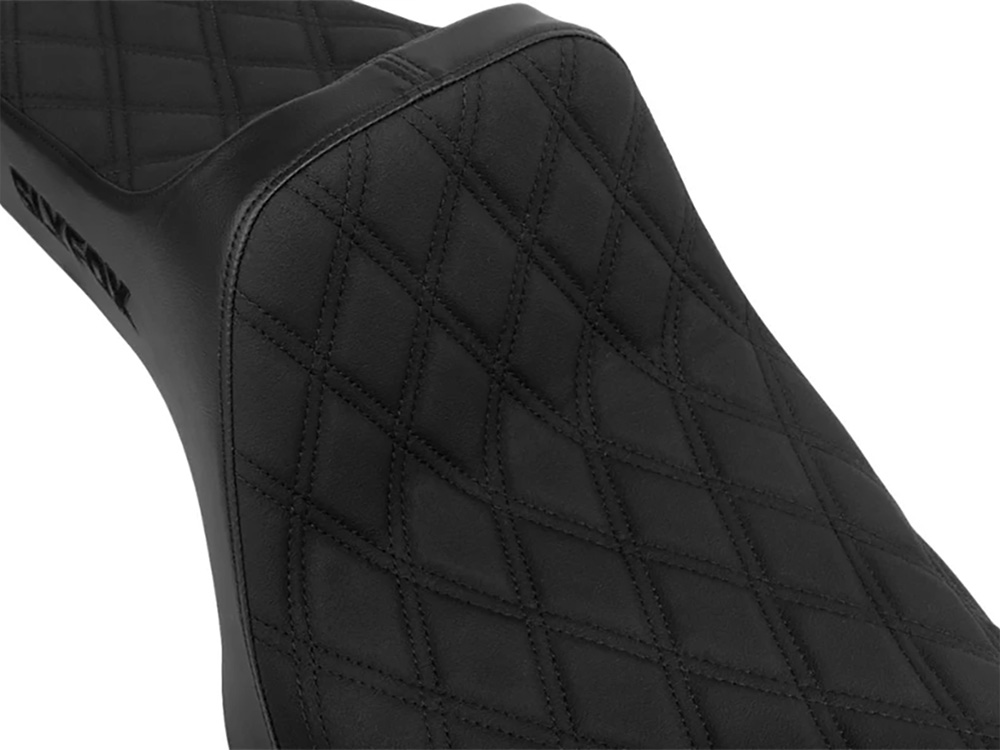 SLYFOX Highnoon Dual Seat with Black Double Diamond Stitch. Fits Sportster 2004-2021
