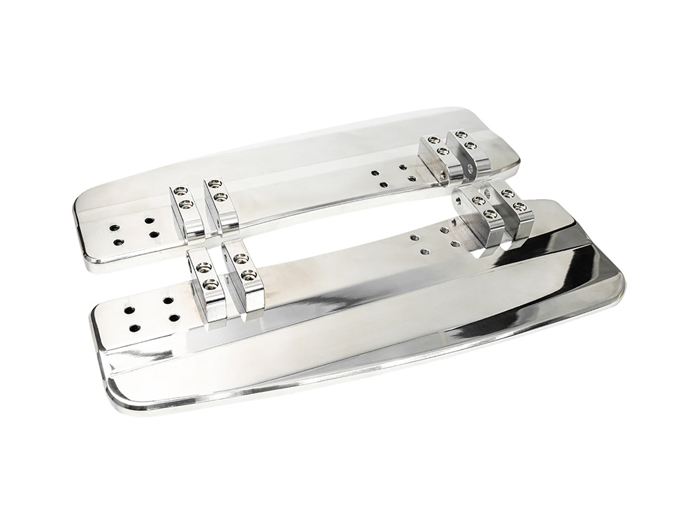 SLYFOX Bagger Rider Floorboards – Polished. Fits Touring 1980up, FL Softail 1986-2017 & Dyna Switchback 2012-2016