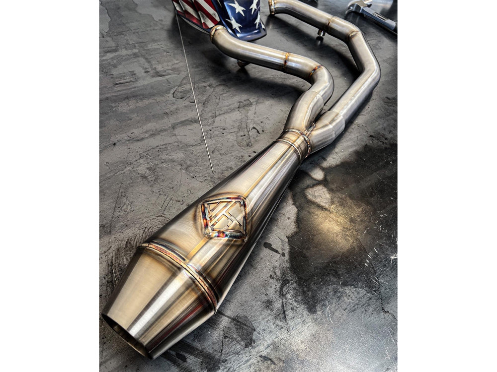 2-into-1 4.5in. Big Bore Exhaust - Stainless Steel. Fits Softail 2018up Non-240 Rear Tyre Models. 