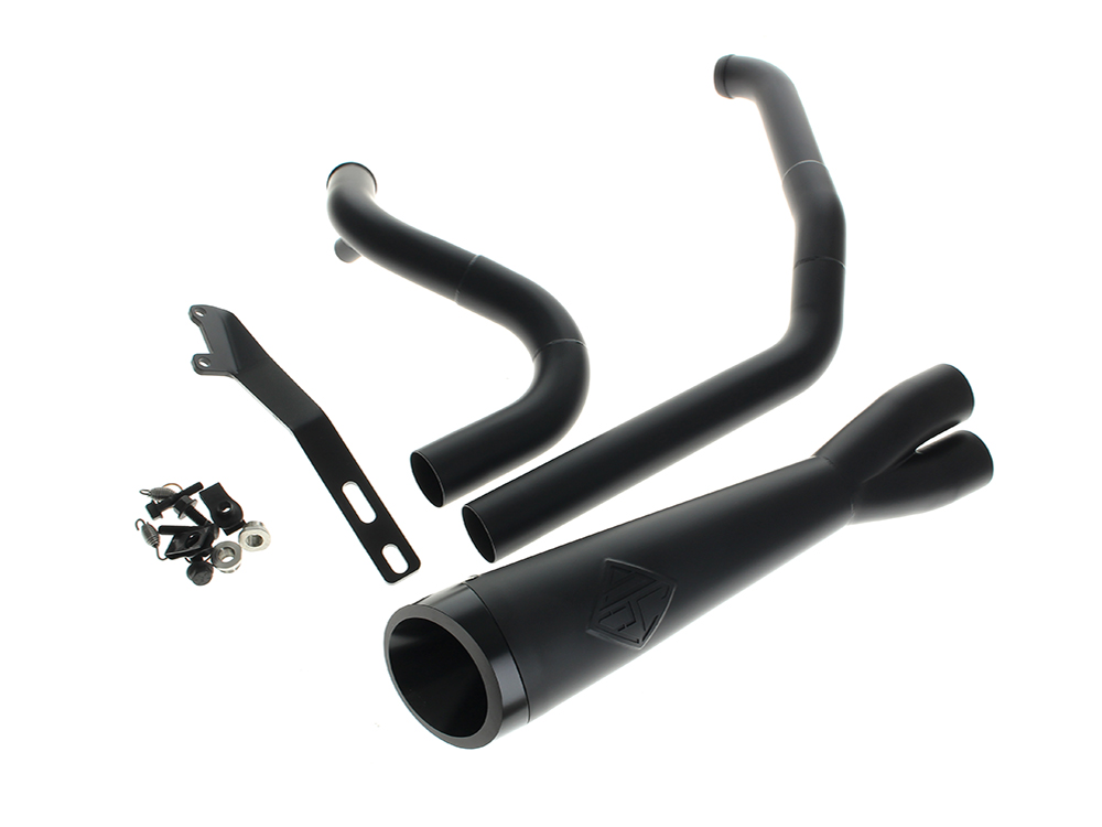 2-into-1 Cutback Exhaust - Black with Black End Cap. Fits Touring 2017up. - SP Concepts Exhaust