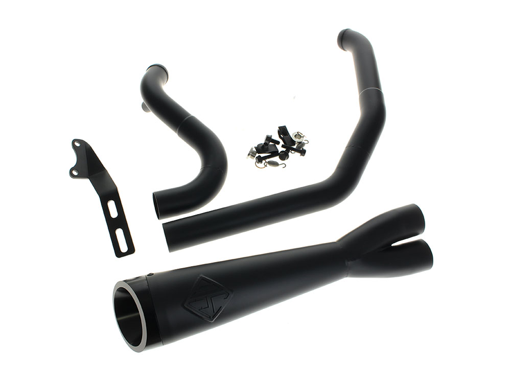2-into-1 Cutback Exhaust - Black with Black End Cap. Fits Dyna 2006-2017 - SP Concepts Exhaust