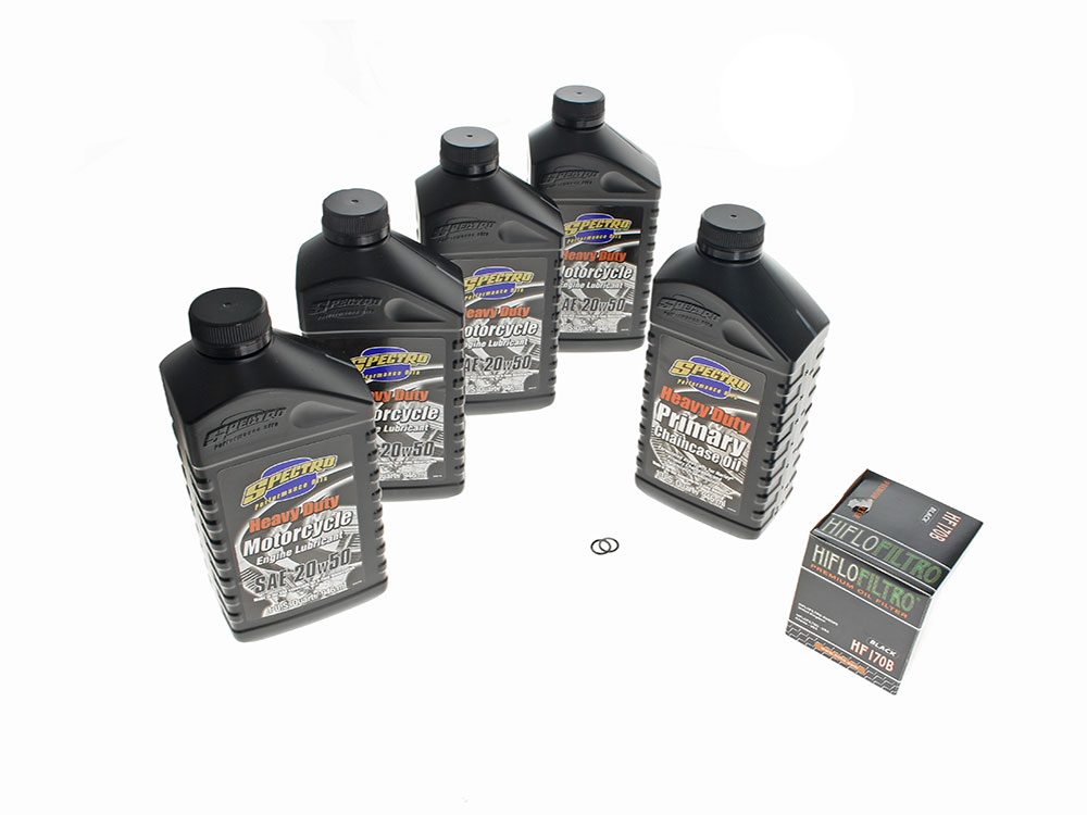 Spectro Oils Oil Change Service Kit with Premium Heavy Duty Engine Oil. Fits Sportster 1984-2021