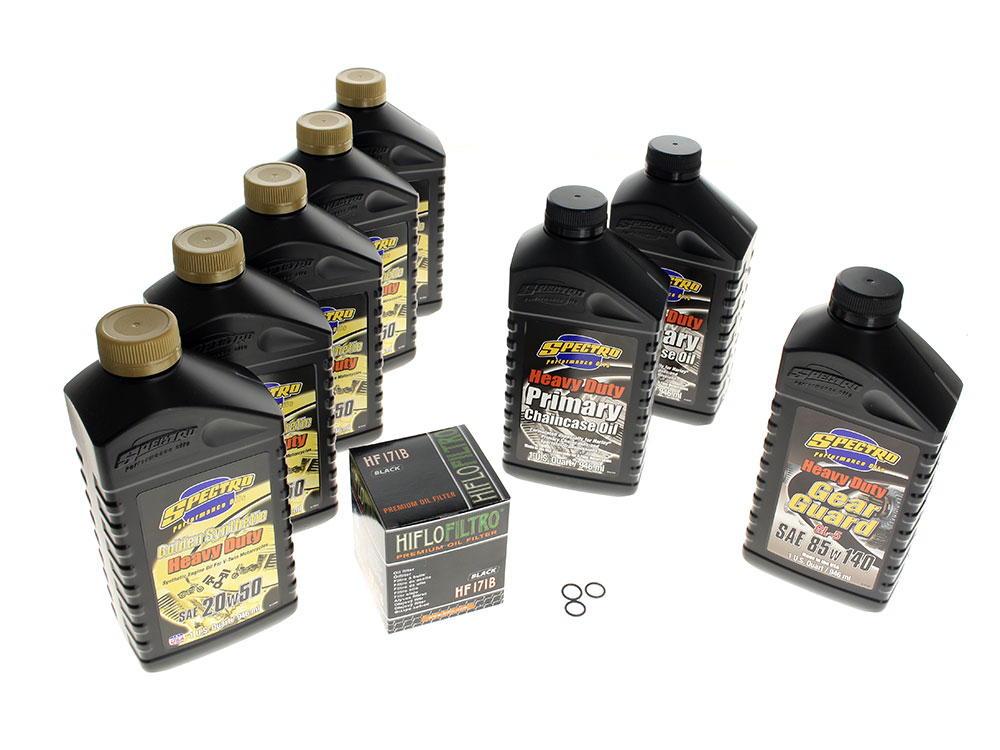 Spectro Oils Oil Change Service Kit with Synthetic Heavy Duty Engine Oil. Fits Milwaukee-Eight 2017up