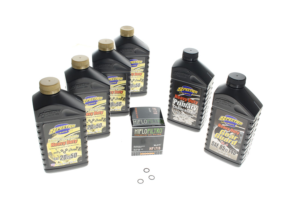 Spectro Oils Oil Change Service Kit with Synthetic Heavy Duty Engine Oil. Fits Twin Cam 1999-2017